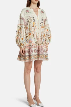 Pintuck Yoke Mini Dress
