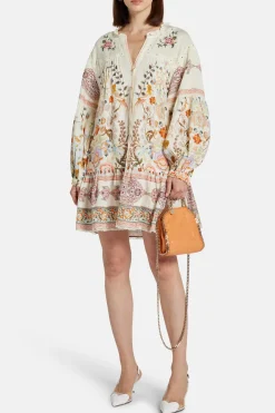 Pintuck Yoke Mini Dress