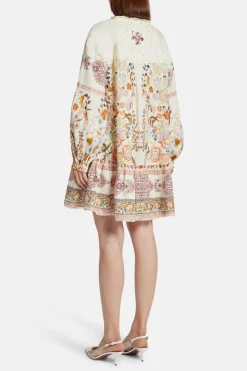 Pintuck Yoke Mini Dress
