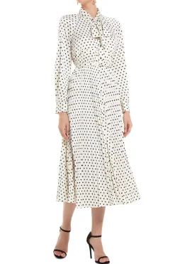 Polka Dot Satin Midi Dress
