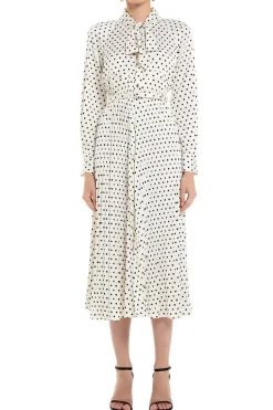Polka Dot Satin Midi Dress