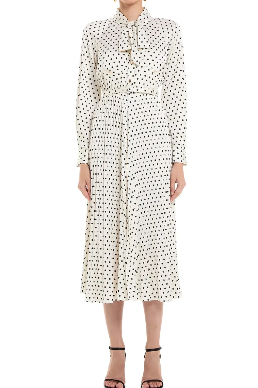 Polka Dot Satin Midi Dress