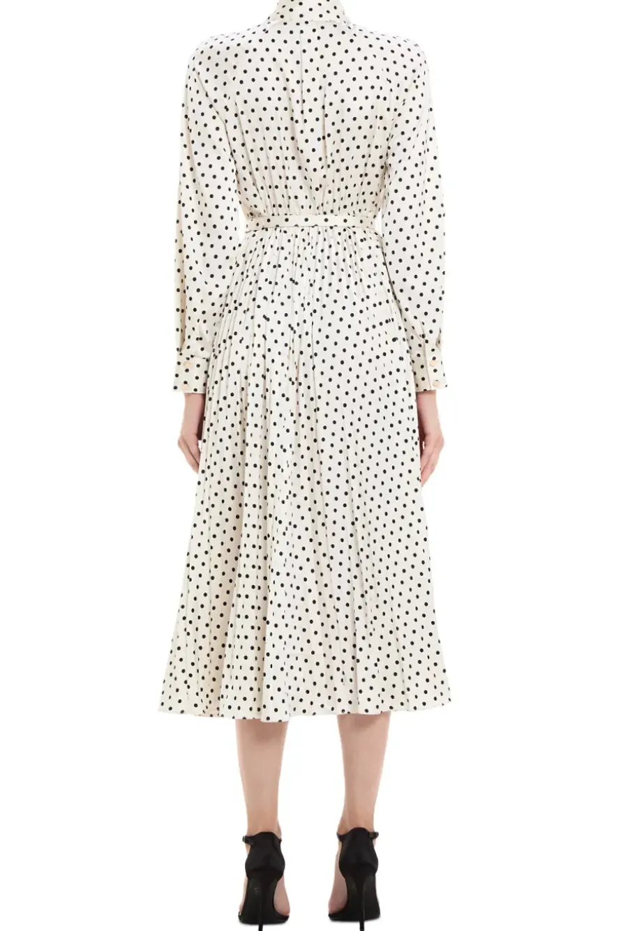 Polka Dot Satin Midi Dress