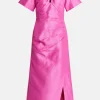 Presence Twisted Linen Midi Dress in Pink