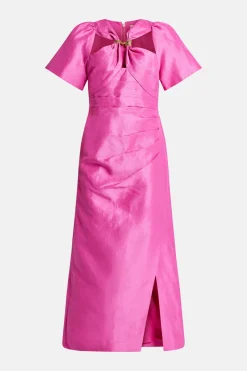 Presence Twisted Linen Midi Dress in Pink