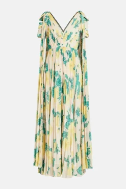 Printed Maxi Dress With Exposed Shoulder