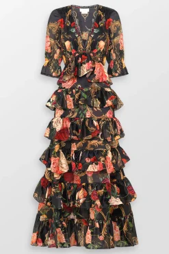 Puff Sleeve Tiered Skirt Floral Maxi Dress