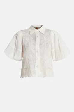 Puff Sleeves Embroidered Blouse