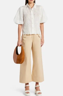 Puff Sleeves Embroidered Blouse