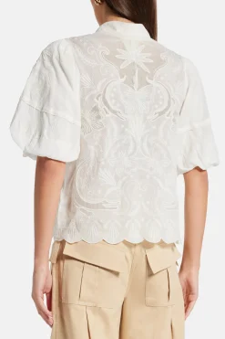 Puff Sleeves Embroidered Blouse