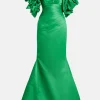 Puff Sleeves Evening Gown