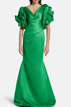 Puff Sleeves Evening Gown