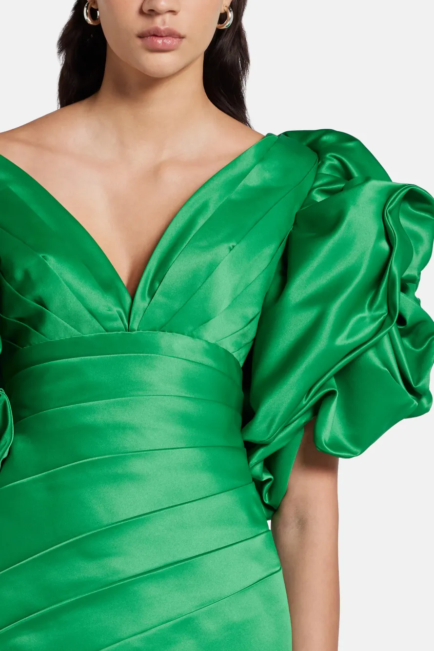 Puff Sleeves Evening Gown