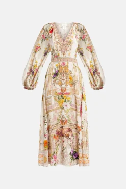 Raglan Shirred Waist Maxi Dress