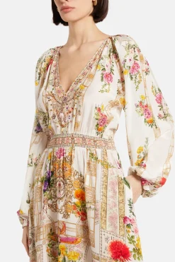 Raglan Shirred Waist Maxi Dress