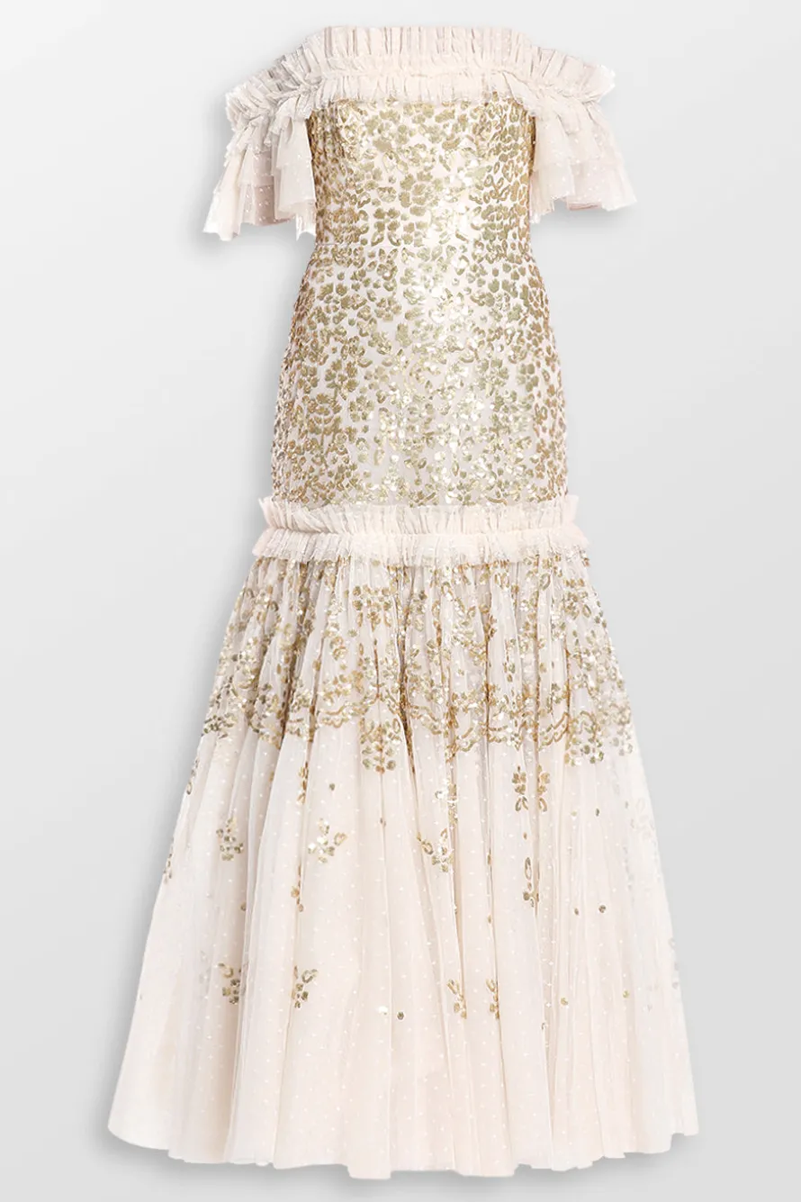 Regal Rose Off Shoulder Maxi Dress