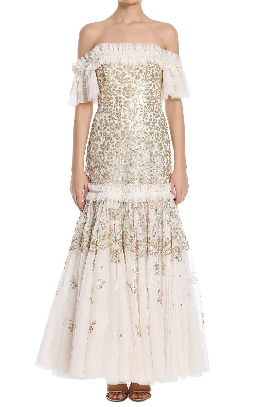 Regal Rose Off Shoulder Maxi Dress
