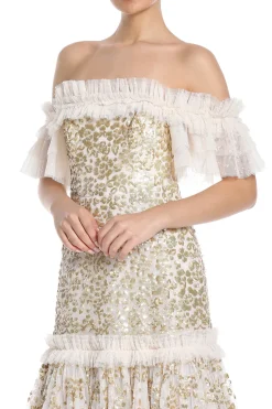 Regal Rose Off Shoulder Maxi Dress