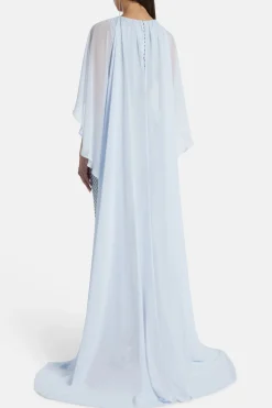 Rhinestone Cape Evening Dress in Blue