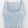 Rhinestone Denim Top