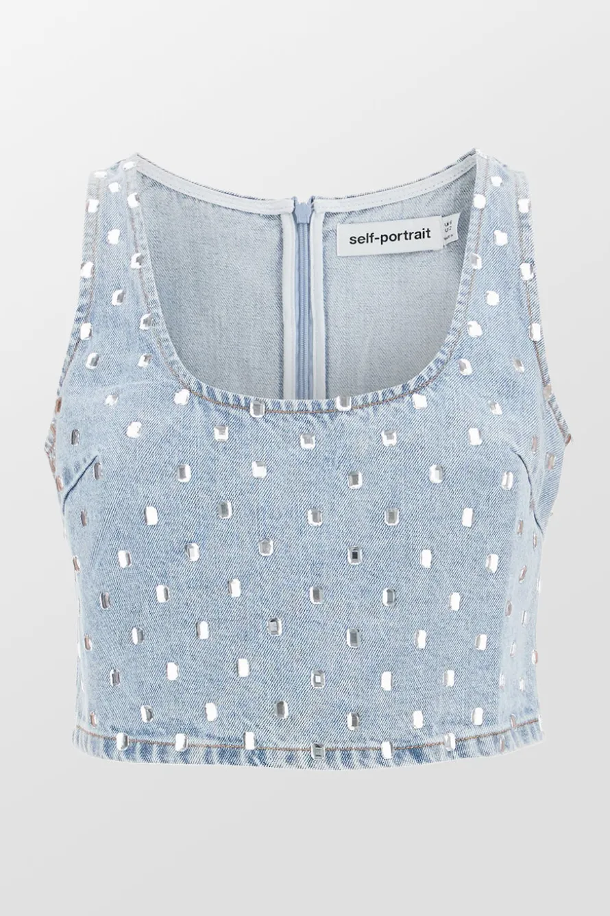 Rhinestone Denim Top