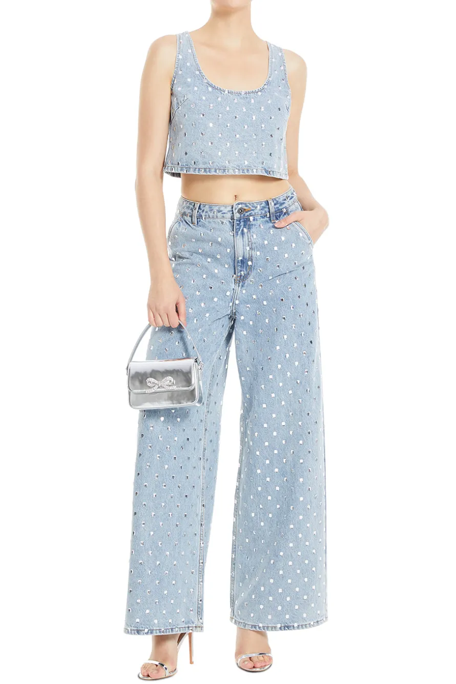 Rhinestone Denim Top
