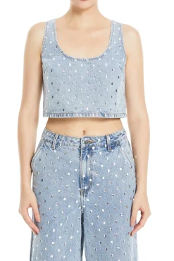 Rhinestone Denim Top
