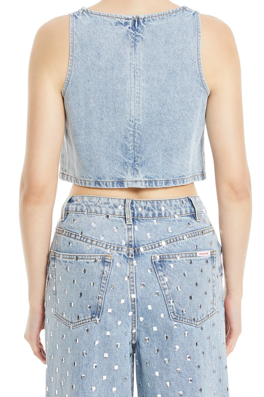 Rhinestone Denim Top