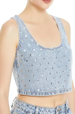 Rhinestone Denim Top