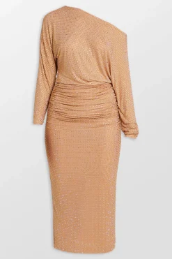 RHINESTONE MESH MIDI DRESS