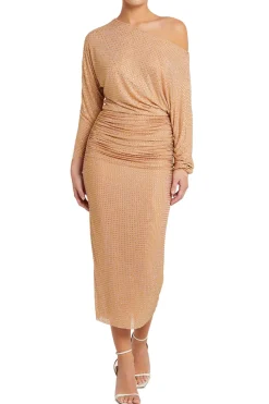 RHINESTONE MESH MIDI DRESS