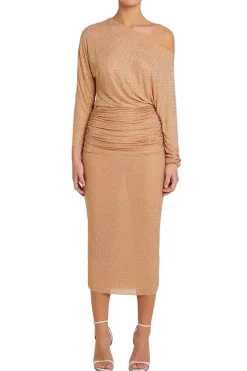 RHINESTONE MESH MIDI DRESS