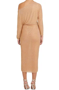 RHINESTONE MESH MIDI DRESS
