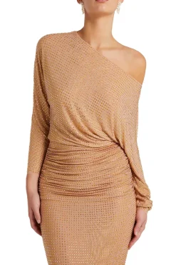 RHINESTONE MESH MIDI DRESS