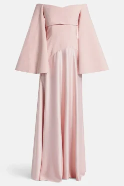 Rina Off Shoulder Evening Dress in Pink