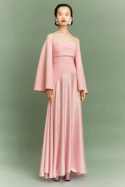 Rina Off Shoulder Evening Dress in Pink