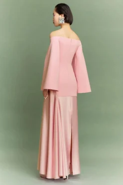 Rina Off Shoulder Evening Dress in Pink