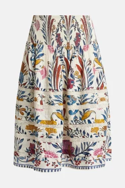 Romantic Lightness Cotton Midi Skirt in White