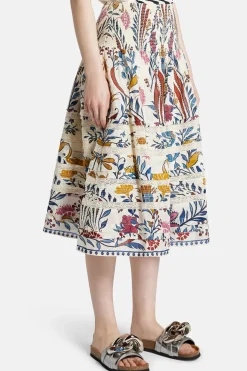 Romantic Lightness Cotton Midi Skirt in White