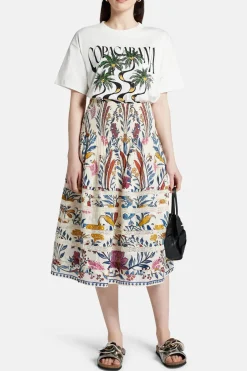 Romantic Lightness Cotton Midi Skirt in White