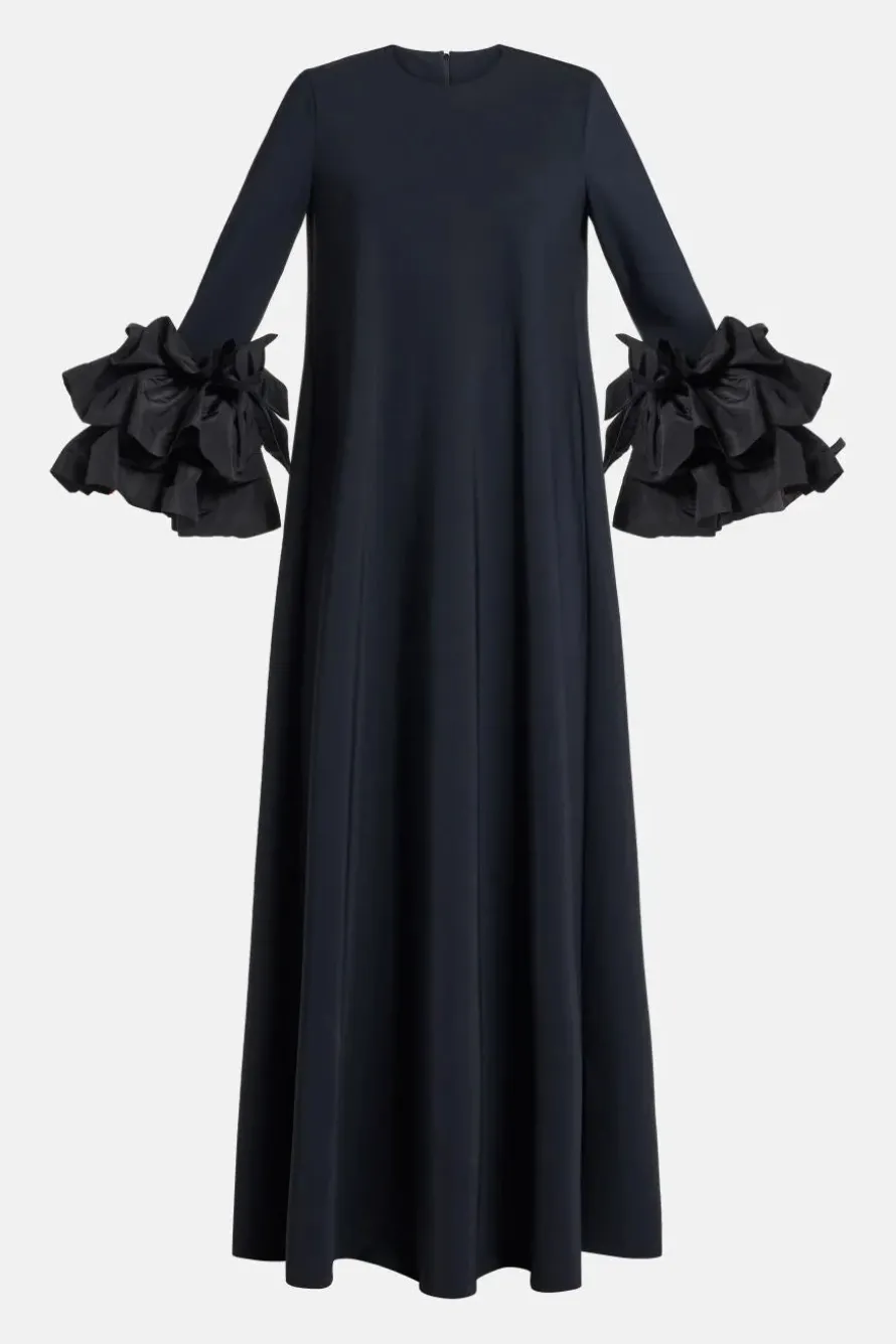 Ruffle Applique Cuff Evening Gown
