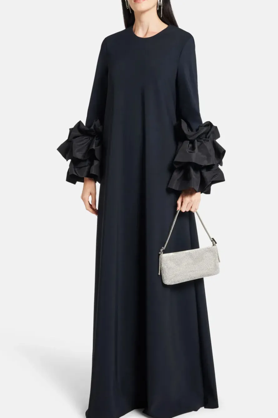 Ruffle Applique Cuff Evening Gown
