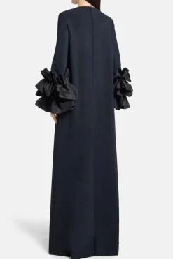 Ruffle Applique Cuff Evening Gown