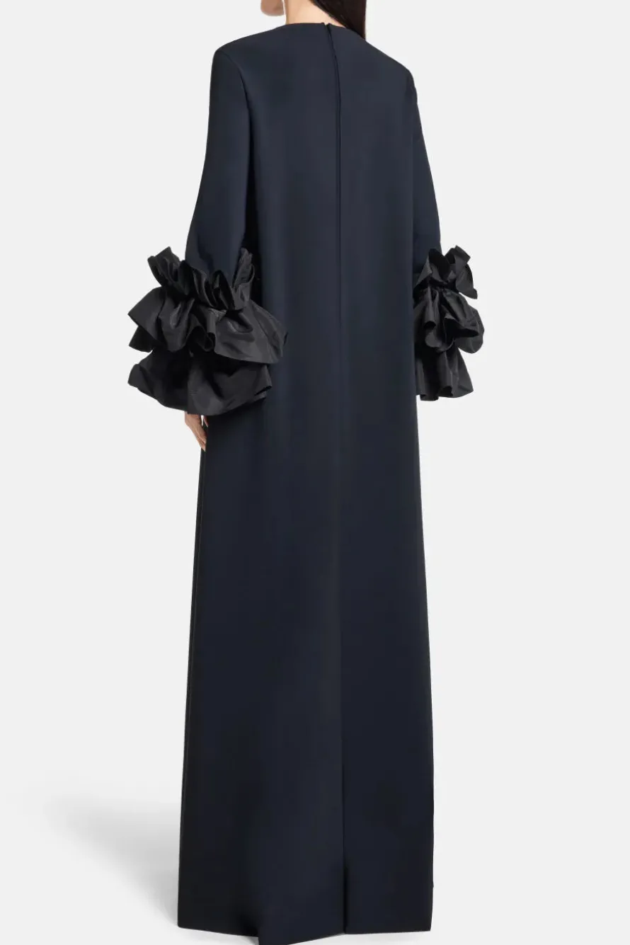 Ruffle Applique Cuff Evening Gown