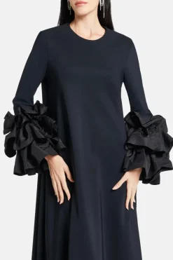 Ruffle Applique Cuff Evening Gown