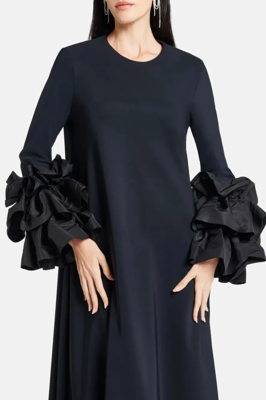 Ruffle Applique Cuff Evening Gown