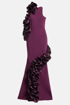 Ruffle Applique Evening Gown