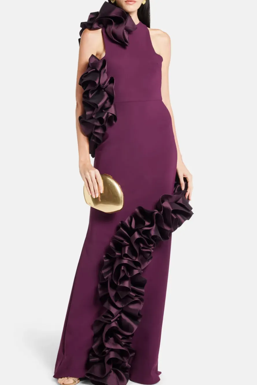 Ruffle Applique Evening Gown