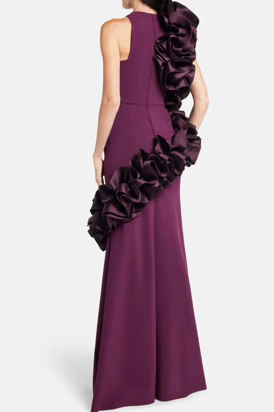 Ruffle Applique Evening Gown