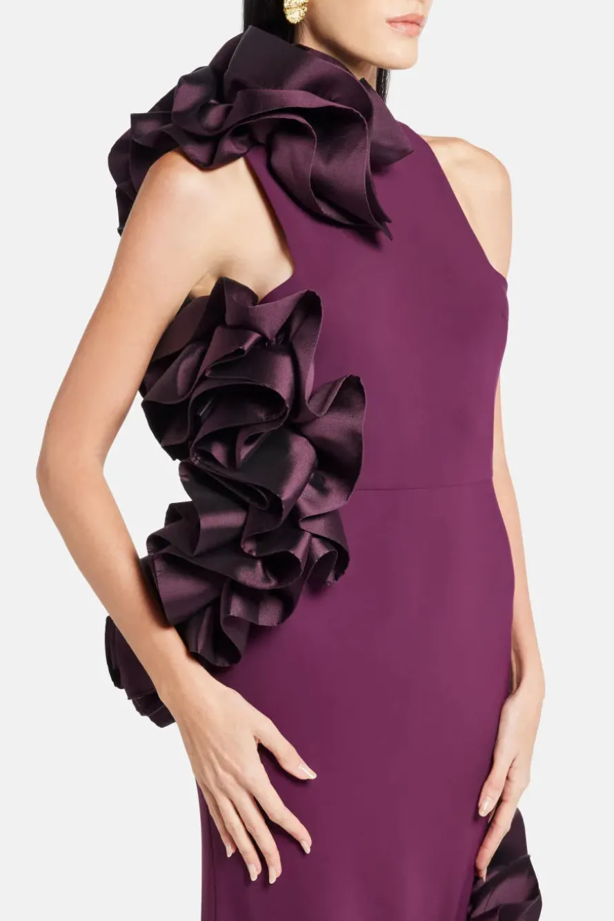 Ruffle Applique Evening Gown